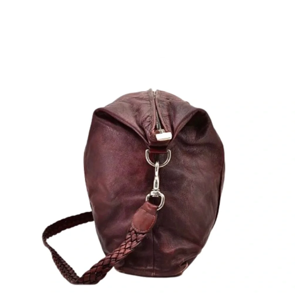 GUCCI Leather Top Zip Overnight Travel Laptop Work Messenger Bag w Woven Strap
